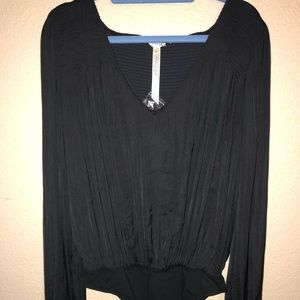 NWT Free People satin long sleeve bodysuit
